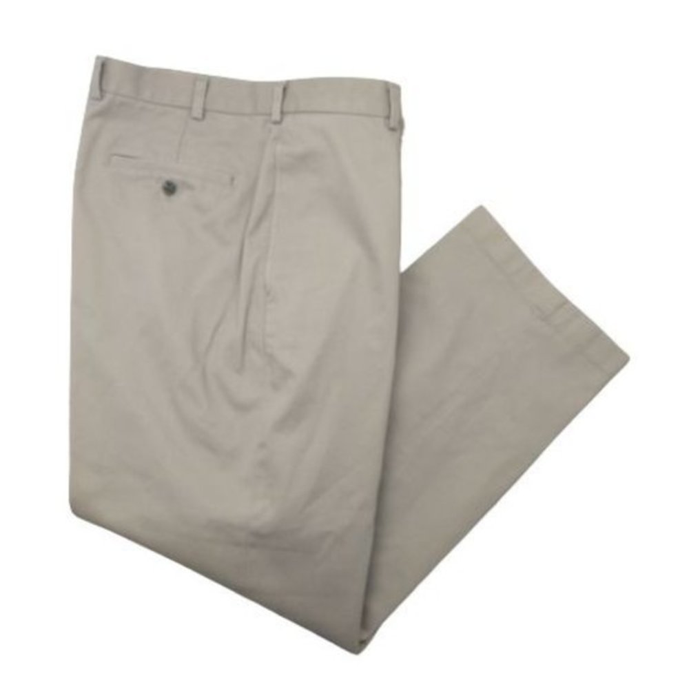 Brooks Brothers Mens 38x30 Tan Flat Front Hudson Fit Chino Khaki Pants‎